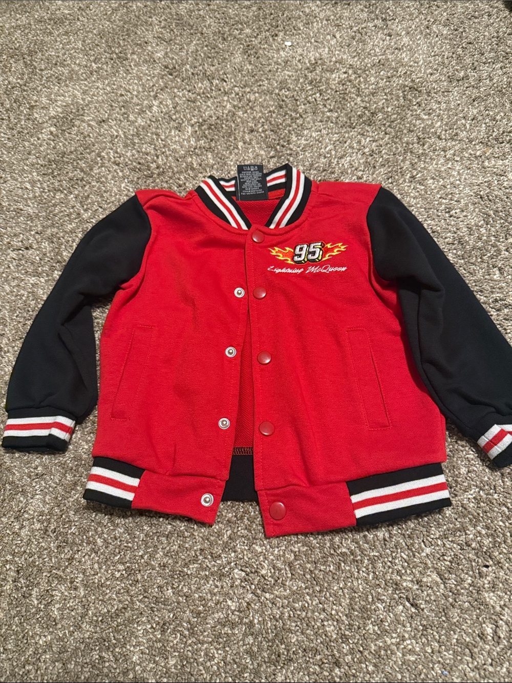 Red & Black '95 Lightning McQueen Varsity Jacket